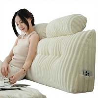 Nouveau coussin triangulaire épais en grille de tissu pelucheux, grand dossier de tête de lit, support lombaire, amovible et lavable, 100% polyester