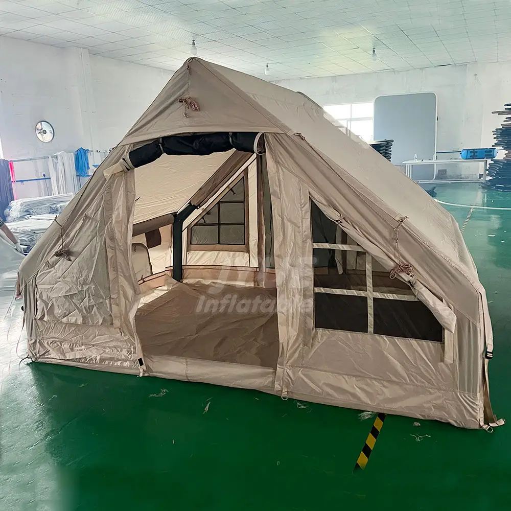 Mewah Besar Inflatable 4-6 Orang Berkemah Di Luar Ruangan Memperpanjang Air Tiang Inflatable Glamping Tenda