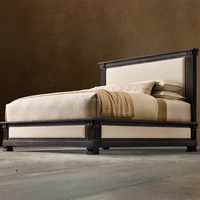 Lit en tissu Mayfair Grand Frame, meubles en chêne massif de style américain classique, lit de luxe au design traditionnel pour chambre à coucher, meubles en bois