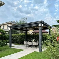 Pavillon extérieur moderne en aluminium avec toit imperméable, facile à installer, durable, adapté aux jardins européens