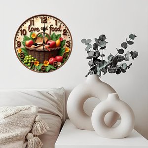 Round Wooden Wall <b>Clock</b> 25cm Rustic Farmhouse <b>Silent</b> Non Ticking Home Living Room Decor <b>Clock</b> - Product Image 2