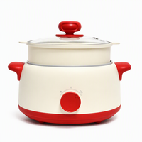 Casserole électrique antiadhésive de qualité supérieure avec commande par bouton, 3L, avec couvercle en verre et cuiseur vapeur pour la maison