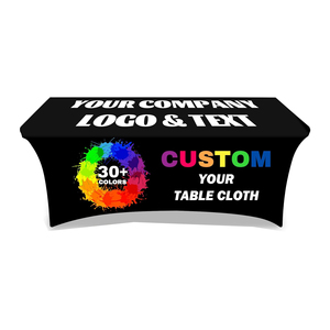 Nappe <span class=keywords><strong>de</strong></span> table personnalisée en gros avec logo, 4, 6 et 8 pieds, en Spandex et Polyester extensible, directement <span class=keywords><strong>de</strong></span> l'usine, pour événements et expositions - Product Image 1