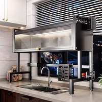 Nouveau Style cuisine grande capacité évier étagère anti-poussière placard multifonctionnel vaisselle vidange supports de rangement avec porte en PVC