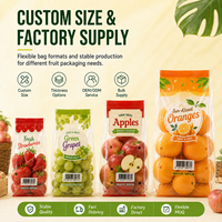 Transparante voedselveilige verpakkingen van plastic voor verse producten, op maat gemaakte logo's, CPP platte fruitzakken met ventilatiegaten