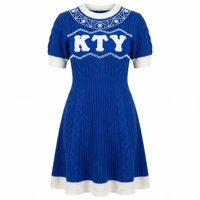 Robe en tricot tendance style universitaire avec patch lettres KTY, col orné de strass, élégante robe de sororité, Robe Femme, Ropa De Mujer