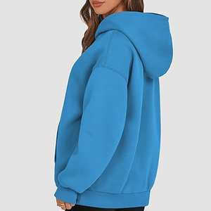 <span class=keywords><strong>Sudadera</strong></span> con <span class=keywords><strong>Capucha</strong></span> Azul Oversize para Mujer, Estilo Casual Holgado, Manga Larga, con Bolsillo Canguro, para Streetwear - Product Image 4