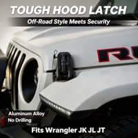 Geräucherter schwarzer Styling-Motorhaubenverschluss-Kit, Hochleistungs-ADC12-Aluminium, Exterieur-Upgrade für Jeep Wrangler Gladiator 2007-2024