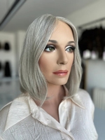 Perruque Lace Front Bob en Cheveux Humains Blond Gris Argenté Pré-Pluckée Sans Colle avec Dentelle HD pour Femme