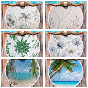 Toalla de playa redonda floral con flecos microfibra flor libre de arena círculo grande manta de playa tiro redondo baño <span class=keywords><strong>piscina</strong></span> <span class=keywords><strong>tapiz</strong></span> - Product Image 6
