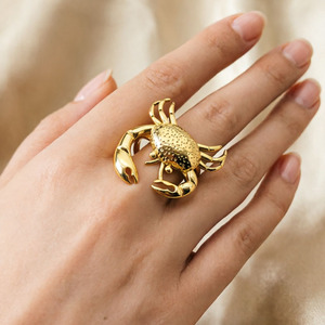 New unique ocean themed stainless steel crab open <b>ring</b> for women fashionable vacation stainless steel <b>ring</b> - Product Image 3