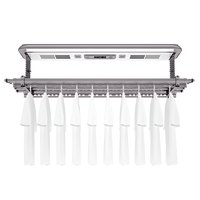Séchoir à linge électrique pliable intelligent avec télécommande vocale, chauffage et tige de levage pour séchage et nettoyage en balcon