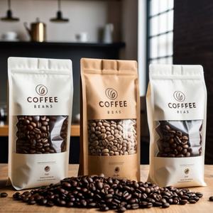 Sacs d'emballage de café à fond plat mat avec fermeture éclair, personnalisables avec logo imprimé, 250g 500g, en gros, refermables, avec valve pour grains de café - Product Image 5