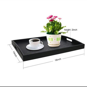 Plateau de service en bois 18x14 pouces avec poignée pour café, thé et plantes - Product Image 1