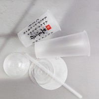 Solución para Bebidas para Llevar, Vasos Desechables de Plástico para Té de Burbujas de 500 ml y 700 ml con Tapas y Pajitas para Entrega de Múltiples Vasos