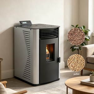 Poêle à granulés moderne haute efficacité PANSEE PK-80 avec contrôle Wi-Fi, autonome, écologique, <span class=keywords><strong>en</strong></span> fonte, pour usage hôtelier - Product Image 1