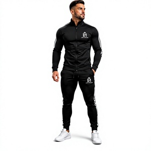Survêtement Long Mission pour Hommes, Noir, Manches Longues, avec Logo et Poches Latérales, Respirant, Vêtement Casual d'Hiver, 100% Coton, Léger - Product Image 5