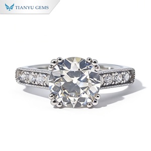 Anillo de Compromiso Tianyu Gems Personalizado con Diamante de Laboratorio DEF Redondo de 10K, Corte Pavé, Oro Blanco, Anillo de Boda Clásico Personalizado - Product Image 1
