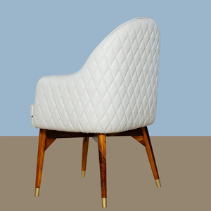 Chaise de salle à manger nordique italienne moderne, dossier haut, chaise en bois rembourrée en cuir et velours pour hôtel et restaurant - Product Image 3