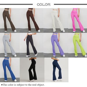 Pantalon Évasé Femme Mode pour Fitness Yoga, Tissu Nylon Sensation Peau Nue, Taille Haute, Sans Couture Frontale, Legging Évasé Femme - Product Image 4