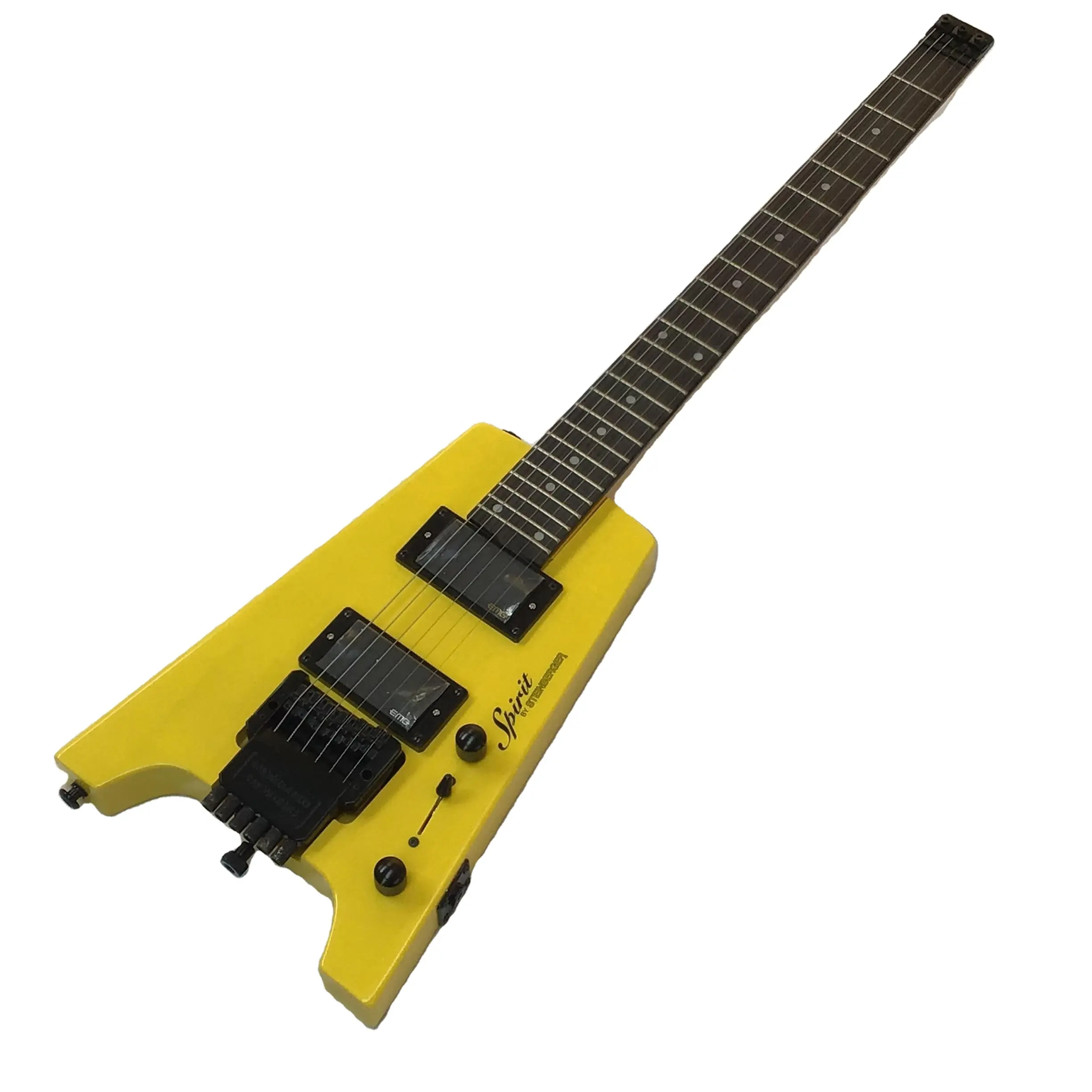 Fretboard gitar elektrik tanpa kepala, bodi kuning kayu Solid, pengiriman cepat