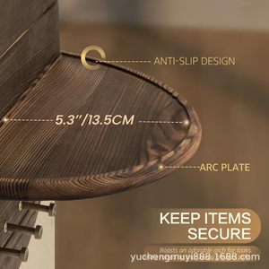 Wooden Wall Mounted Storage Rack Round Key And Glasses Organizer Entryway Decorative <b>Shelf</b> - Product Image 3