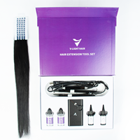 Kit d'extensions capillaires professionnelles pour salon, nouveau modèle V Light, avec lampe UV, ruban invisible vierge, trame plate, extensions de cheveux humains de haute qualité