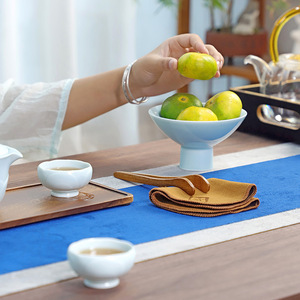 Chinese Style High Footed Ceramic Fruit Plate Round Porcelain <b>Snack</b> <b>Tray</b> For Home Party Use - Product Image 4