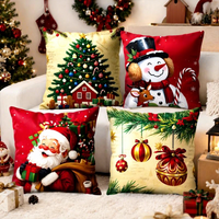 4 housses de coussin de Noël, motif classique Père Noël, bonhomme de neige, renne, pour la fête de Noël, décoration de la maison