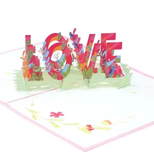 Цветная печать стерео поздравительная открытка на день Святого Валентина LOVE3D ручной работы креативная лазерная бумага резьба подарок