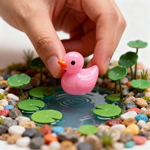 Accessoires de bijouterie en résine de canard de couleur unie, matériaux faits à la main, mini décorations de bureau mignonnes en forme de canard - Product Image 2