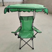 Chaise pliante d'extérieur style décontracté avec auvent, fauteuil de plage, chaise de pêche, chaise de barbecue, chaise de camping avec pare-soleil en acier au carbone, fabriquée en Chine