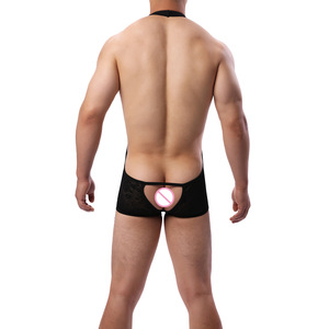 Lingerie Sexy in Pizzo Nero per <span class=keywords><strong>Uomo</strong></span>, Body Modellante Maschile, Tuta Nera - Product Image 3