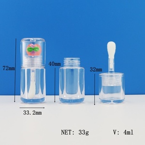 Tubo de esmalte de labios transparente de nuevo diseño, embalaje cosmético de pared gruesa, tubo de brillo de labios encantador con tapa de fruta bonita - Product Image 3