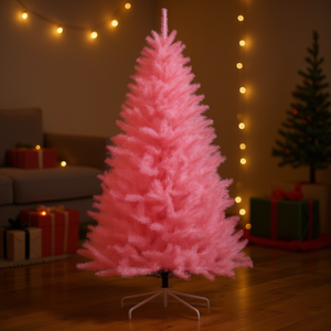 Árbol de Navidad Artificial Rosa de 7 pies de Ancho, Fácil de Armar, Base de Acero, Decoración Navideña para Interiores - Product Image 2