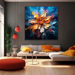 Peinture à l'huile impasto moderne effet éclat floral, art mural texturé floral 3D, décoration murale abstraite faite à la main sur toile, paysage décoratif pour la maison - Product Image 2