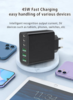 Chargeur GaN PD 65W HNT 6 ports USB-C à charge rapide, bloc de charge portable compatible avec iPhone Samsung Galaxy S25