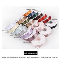 Pita Polyester Warna Solid Ramah Lingkungan 1CM 100Y Sentuhan Lembut Siap Pakai untuk Dekorasi Kemasan Bunga