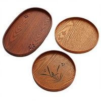 Plateau à thé en bois japonais fait main, style traditionnel, décoration d'intérieur, portable, avec motif gravé, idéal pour les fêtes