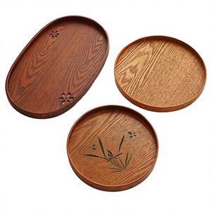 Bandeja de Té Japonesa Hecha a Mano con Grabado, Duradera, Estilo Clásico Tradicional, Decoración para el Hogar, Portátil, Desechable, con Diseño de Plantas - Product Image 3