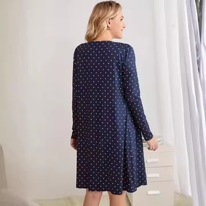 Pigiama di <span class=keywords><strong>gravidanza</strong></span> 2 pezzi in viscosa di bambù vestiti per l'allattamento al seno stampa a pois abito per allattamento abito premaman - Product Image 5