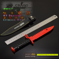 CSGO M9 baïonnette Crimson Web 26CM poignard en métal avec gaine en cuir gravé armure tactique artisanat modèle militaire à collectionner