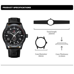 นาฬิกาข้อมือ Naviforce 9229 NF9229 รุ่นใหม่สำหรับผู้ชาย ดีไซน์หรูหรา เรืองแสง แฟชั่น โครโนกราฟ ควอตซ์ กันน้ำ สายหนัง เหมาะสำหรับธุรกิจ - Product Image 6