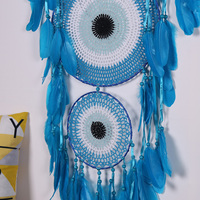 Gefärbter Blauer Wandbehang Weißes DIY-Bastelset Kleine Mini Große Feder-Charms Traumfänger für Anhänger zur Schmuckherstellung