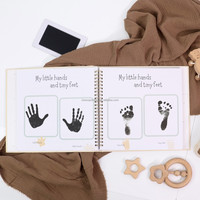Linge d'impression personnalisé 5 premières années nouveau-né jalon Journal bébé livre de mémoire avec tampon encreur Clean-Touch