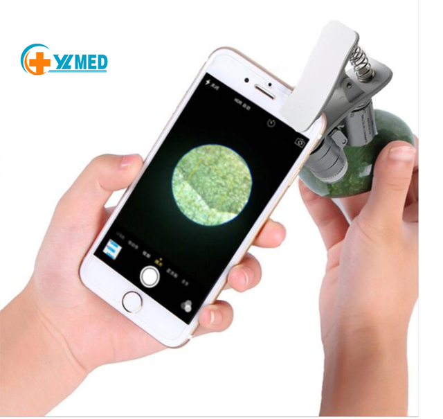 60 X Magnification Microscope Magnifier LED with Light Clip on Micro Lens for Universal Mobile Phones CE/ISO