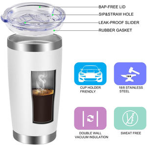 Gobelet à café personnalisé 20 oz, gobelet isotherme en acier inoxydable, gobelet à eau isolé sous vide 20 oz avec logo pour gravure au laser - Product Image 2