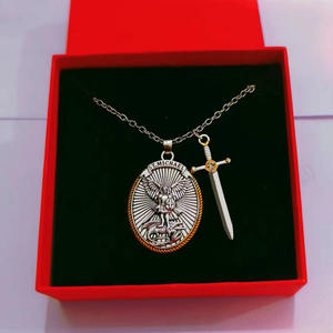 Vente chaude St. <span class=keywords><strong>Michael</strong></span> Hommes Archange Épée Bouclier Saint <span class=keywords><strong>Michael</strong></span> Médaille Pendentif Collier pour Hommes - Product Image 1