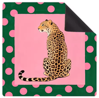 Tapis de mahjong pliable à imprimé léopard rose, écologique, résistant à l'eau, pour 4 joueurs, réduction du bruit, table en caoutchouc antidérapante, portable