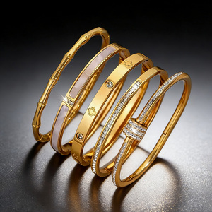 12 Style TRENDY Jewelry for Your <strong>Love</strong> Fashion <strong>Bangle</strong> 18K Gold Plated Bracelet Stainless Steel Classic Bracelet - Product Image 2